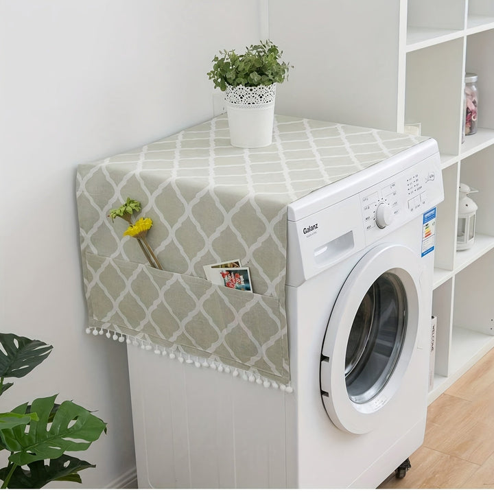 1 pieza, cubierta superior de lavadora y secadora, cubierta superior de lavadora, cubierta de polvo de refrigerador con 6 bolsas de almacenamiento laterales para el hogar y la cocina