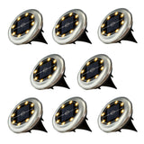 Luz solar para piso, iluminación exterior, sin cables, carga automática, batería de larga duración, ideal para jardín, césped o patio (4/8 piezas, luz cálida/blanca)