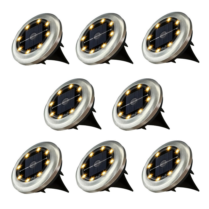 Luz solar para piso, iluminación exterior, sin cables, carga automática, batería de larga duración, ideal para jardín, césped o patio (4/8 piezas, luz cálida/blanca)