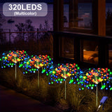 Conjunto de 4 Luces Solares LED para Fuegos Artificiales con 320/240 LEDs para Decoración Navideña, Halloween y Acción de Gracias, 8 Modos, Luces Solares para Jardín Exterior, Estacas de Explosiones Estelares, Balcón del Patio, Camino de Césped, Decoraci