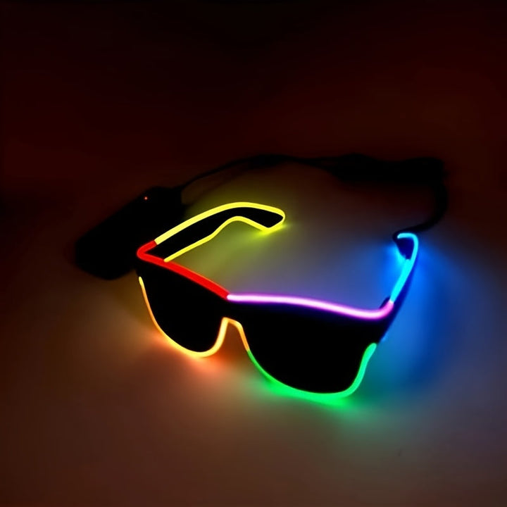 Gafas con luz de cuerda de EL Wire colorida y brillante con paquete de batería portátil para fiestas, Halloween y cosplay - Esenciales para festivales