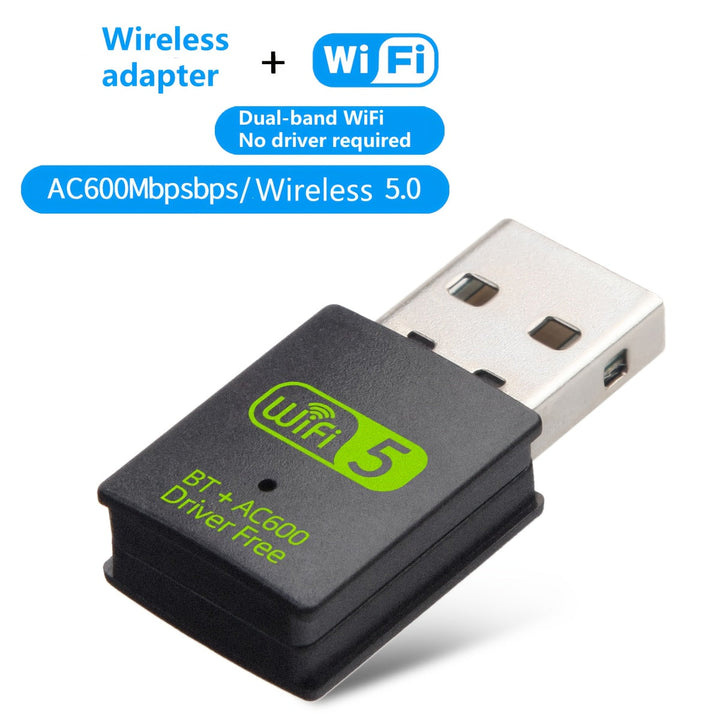 BT5.0 + Wifi 600M, un adaptador inalámbrico/dual propósito y adaptador wifi, adaptador BT5.0/600M tarjeta de red inalámbrica de doble banda, admite tanto wifi como conexiones inalámbricas. Al proporcionar acceso a Internet de alta velocidad, también pued