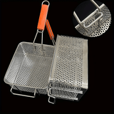 Cesta de freír de acero inoxidable con asa - Accesorio de filtración de aceite de metal para freidor de aire/freidor profundo, fácil limpieza, herramienta de cocina duradera