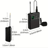 Sistema de micrófonos inalámbricos doble con receptor recargable, entrada de 3.5mm, control de volumen y clip para smartphones, bocinas PA, grabación, enseñanza, iglesia y vlogging - Negro, micrófono inalámbrico para cantar