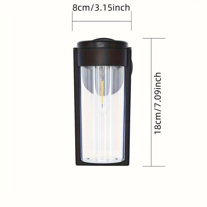 2 luces de pared solares para exteriores con bombillas de filamento de wolframio - Diseño moderno y elegante en negro, sensor automático para jardín, césped, patio, garaje y puerta principal, iluminación decorativa, luces solares para exteriores, ilumina