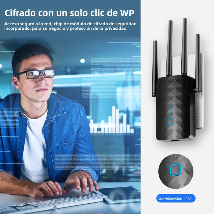 Amplificador de señal inalámbrica WiFi versátil - Cubre 9860 pies cuadrados, 60 dispositivos, incluye puerto Ethernet, configuración rápida, amplificador de señal inalámbrica para uso empresarial y doméstico, repetidor de extensión de WiFi