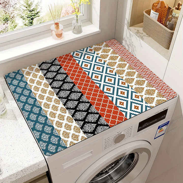 1pc Cubierta Antipolvo para Lavadora con Estampado de Mandala Colorido 50x60cm Alfombrilla de Almacenamiento Antideslizante