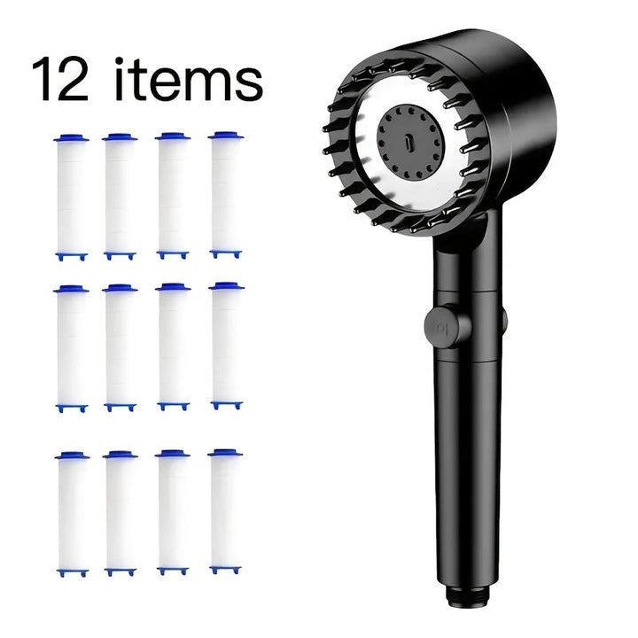 Rociador de Ducha con Masaje de Presión y Tres Niveles más 12 Elementos Filtrantes