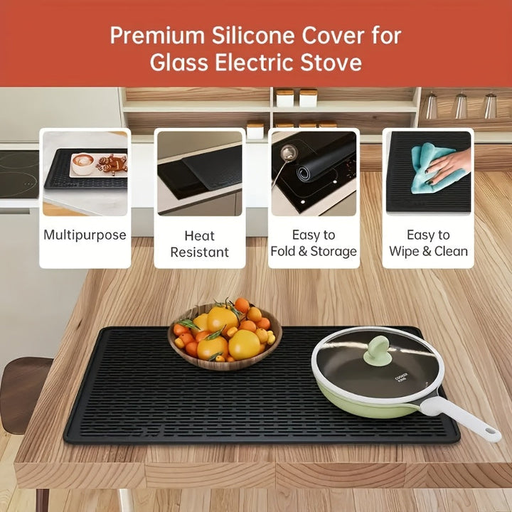 Cubierta de Silicona para Cocina - Resistente al Calor, Alfombrilla Protectora Antideslizante para Cocinas de Vitrocerámica y Eléctricas, Uso en Casa/Patio/RV, Accesorios de Cocina para Secar Platos