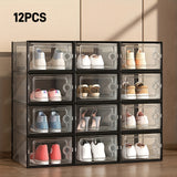 12 piezas de Cajas de Almacenamiento Plásticas Estilo Clásico con Tapa, Organizadores Apilables, Armario para Zapatos Transparente, Adecuado para el Hogar, Vitrina de Armario, Contenedores de Organización Doméstica y Cajas para Botas y Zapatos, Verano, T
