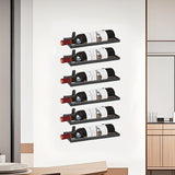 Soporte de Vino Montado en Pared - Diseño Minimalista Moderno para 6 Botellas, Hierro Elegante y Ahorrador de Espacio para Cocina, Comedor o Bar - Organizador de Botellas con Almacenamiento Seguro, Construcción Robusta y Funcional
