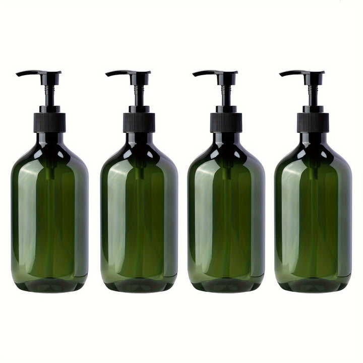 Juego de 4 dispensadores de jabón de 500 ml, botellas para loción, dispensador de jabón para baño, botellas vacías rellenables para champú, gel de ducha y acondicionador, accesorios para baño