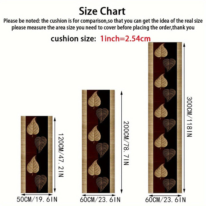 1 pieza de alfombra de área con diseño de hoja de arce elegante - Alfombra de terciopelo de diamante dorado de alta calidad, antideslizante, lavable en máquina, alfombra rectangular para pasillos de hogar y hoteles, decoración de cocina, alfombra de entr