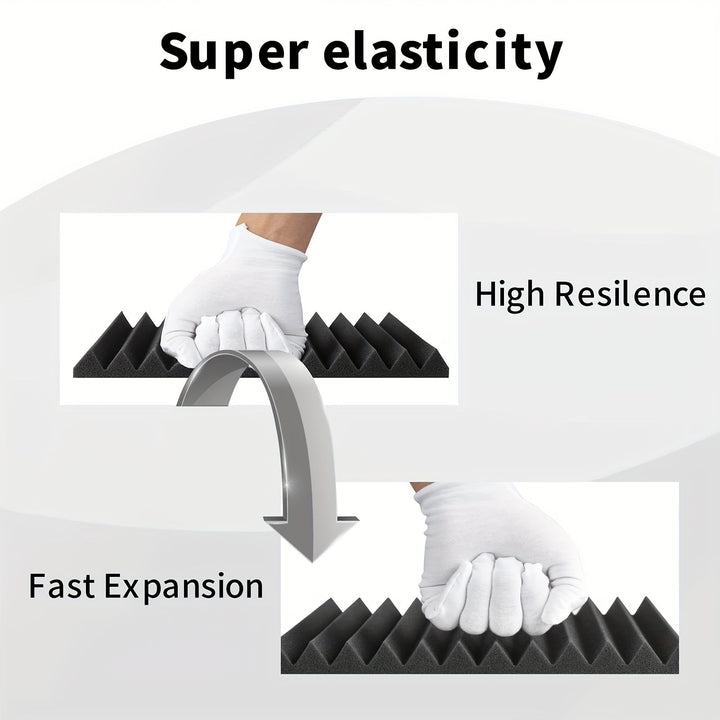 AUSLET 53-Unidades de espuma acústica negra, 1 pulgada de espuma ignífuga de alta densidad para estudios de grabación, salas de piano, salas de juegos, teatros, estudios de podcast - Material de amortiguación de sonido para paredes y techos