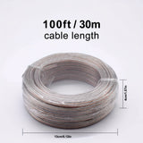 [Cable de Bocina Transparente 22 AWG] Cable de Bocina Transparente 22 AWG - 1 Rollo de 50 FT/100 FT/328 FT, Adecuado para Sistemas de Sonido Estéreo, Bocinas de Cine en Casa, Sonido Envolvente y Radios