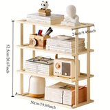 1pc Estante de Libros de Madera Moderno para Escritorio - Estante de Almacenamiento Montado en el Suelo para Sala de Estar y Estudio, Material de Madera Dura, No Requiere Electricidad, Montaje Fácil, Decoraciones para Estantes de Libros
