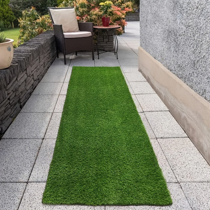 Juego de 4 Alfombras Artificiales de Césped Grande, Área Total 400cm x 50cm, Material Plástico Duradero, Adecuado para Interior y Exterior, Césped Sintético Amigable con Mascotas – Elección Ideal para Jardines, Balcones, Patios, Piscinas y Decoración Hot