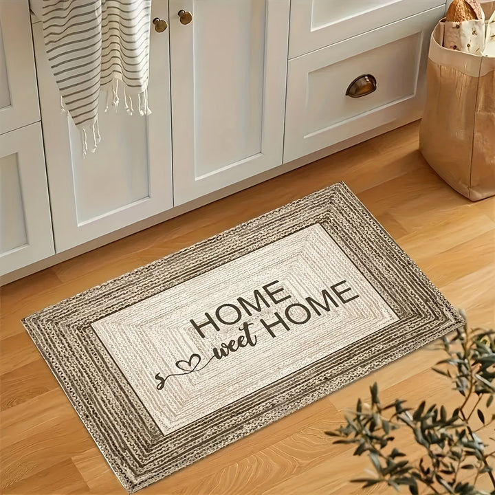 1 alfombra de bienvenida "Hogar dulce hogar", antideslizante para entrada, dormitorio, cocina, lavandería o baño, decoración navideña para el hogar