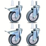 Conjunto de 4 ruedas giratorias de metal pulido, con ruedas de goma de alta resistencia de 10.16 cm con frenos, ideales para carros y carretillas universales en hoteles, restaurantes, oficinas, supermercados, estantes de secado y equipos domésticos
