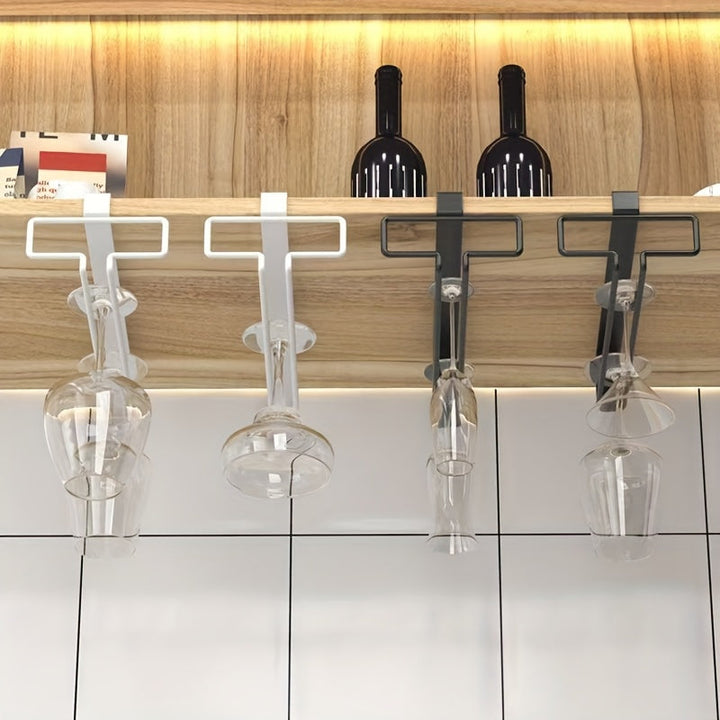 Juego de 3 y 4 piezas, soporte para copas de vino tinto sin necesidad de perforación, estante invertido para almacenamiento de vasos, colgador inverso para goteo