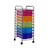 Carrito de almacenamiento con ruedas, 10/12/15 cajones, estructura metálica y cajones de plástico, multifuncional, práctico para el hogar y la oficina (Blanco transparente/Negro avanzado/Color2)