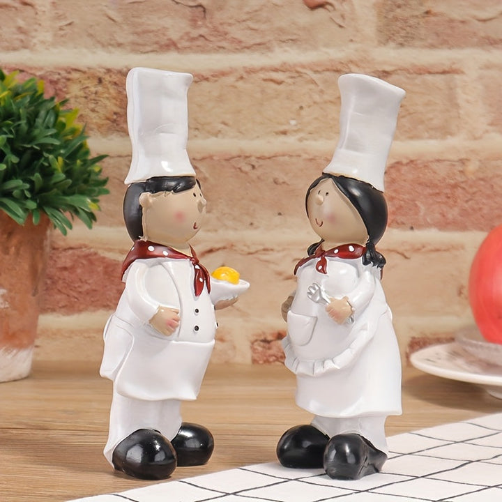 Adorno de pareja de chefs al estilo europeo, hecho de resina, adecuado para la decoración de mesas en cocinas de restaurante, panaderías y cafeterías