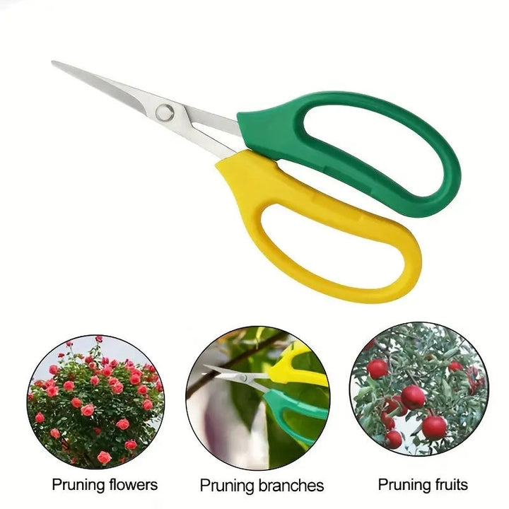 Tijeras de podar para jardín, juego de 4 piezas - Tijeras de fruta de acero inoxidable ambidiestras, podadoras manuales de derivación para el mantenimiento de jardines y bonsáis, recolección de uvas, poda de árboles y ramas sin electricidad ni baterías.