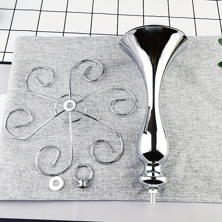 1pc Soporte Colgante para 4 Botellas de Vino en Metal Pulido - Diseño Artístico Ahorrador de Espacio para Cocina, Bar o Comedor - Estante Decorativo Multiusos con Acabado Metálico Brillante y Vidrio Transparente, Construcción Duradera