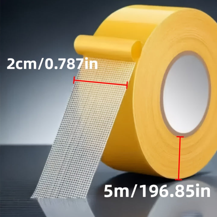 Cinta Adhesiva de Doble Cara de Alta Resistencia, Longitud de 5m - Agarre Fuerte para Alfombras y Suelos, Evita el Rizado de Bordes y Deslizamiento, Ideal para Uso Doméstico y de Oficina, Cinta Adhesiva para Suelos|Cinta de Superficie Texturizada|Cinta d