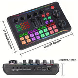 Mezclador de audio profesional con tarjeta de sonido en vivo y cambiador de voz, carga USB, ideal para podcasts, transmisiones en vivo y juegos, con interfaz de audio, efectos de mezcla DJ, alimentado por USB