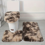 Juego de 3 Alfombras Antideslizantes para Baño - Incluye Tapete para Inodoro en Forma de U, Cubierta para Tapa y Cortina Decorativa para Ducha