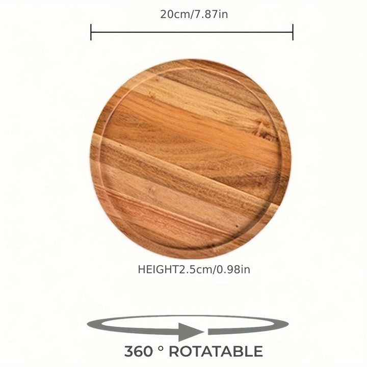 Soporte giratorio para pasteles de madera, plato rústico para condimentos de cocina, bandeja para joyas, plato para servir decoración del hogar, plato para desayuno, rotación de 360°, material de madera