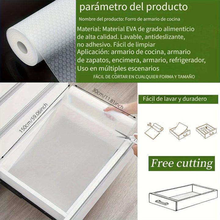 1 Rollo de forros de cajones impermeables y a prueba de humedad para armarios de cocina, encimeras y armarios - Papel especial para armarios de zapatos, suelos de cocina, refrigeradores y armarios - Antideslizantes y personalizables, forros de estantes