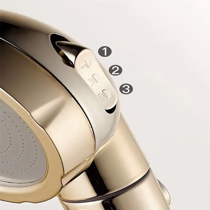 Rociador Dorado TATUKIKO de 3 Modos - Sistema de Ducha de Alta Presión con Cartucho ABS, Accesorio de Baño de Lujo Fácil Instalación para una Experiencia Relajante como en un Spa, Accesorios para Ducha