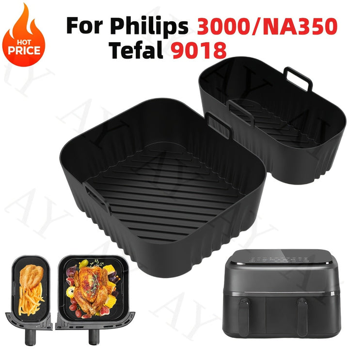 Liner de aire de silicona, reutilizable antiadherente, para freidora de aire Philips 3000/NA350 Tefal9018, bandeja de horno, sartén de parrilla
