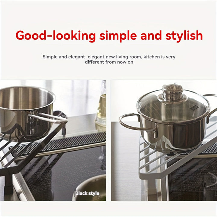 1 pieza de Estante Ajustable Negro para Esquina de Cocina en Forma de Triángulo - Soporte Resistente al Calor para Ollas, Secado de Platos y Estantería de Almacenamiento para Estufa o Pared, Organizador que Ahorra Espacio (22cm x 30cm), Electrodomésticos