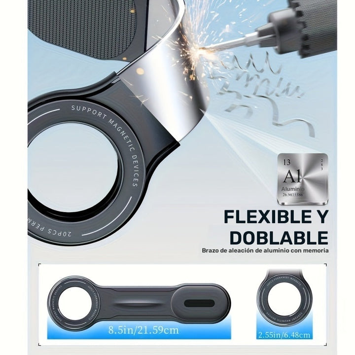 1pc FlexiMounts Soporte magnético para teléfono de coche, brazo de aluminio desmontable y flexible, soporte de silicona para el salpicadero, compatible con la mayoría de los vehículos