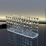 1pc Soporte de cepillo de maquillaje de acrílico de lujo - Organizador de cosméticos de 3 compartimentos, estuche de exhibición de mostrador, plástico ligero, no requiere energía, solución de almacenamiento independiente y elegante