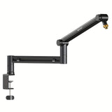 Soporte de Micrófono Ajustable RODD AK-58 con Gestión de Cables, Placa Vertical Extendida de Perfil Grueso para Micrófono de Juegos, Compatible con Conector XLR Negro de Aleación