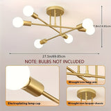 1pc Lámpara de Techo Semi-Encastrada de Hierro, Araña Satélite Pintura Industrial, Iluminación para Hogar, 110-240V, Adecuada para Dormitorio, Cocina, Comedor y Vestíbulo (Sin Bombillas)