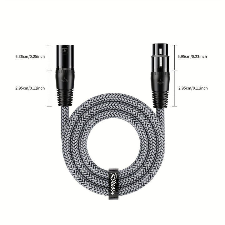 Cable de micrófono XLR de alta resistencia de RIKSOIN con trenzado de nailon, conector masculino a femenino de 4 pines ATX para equipo de audio profesional, compatible con micrófonos/preamplificadores/sistemas de altavoces, incluye cable de red Cat5e, ca