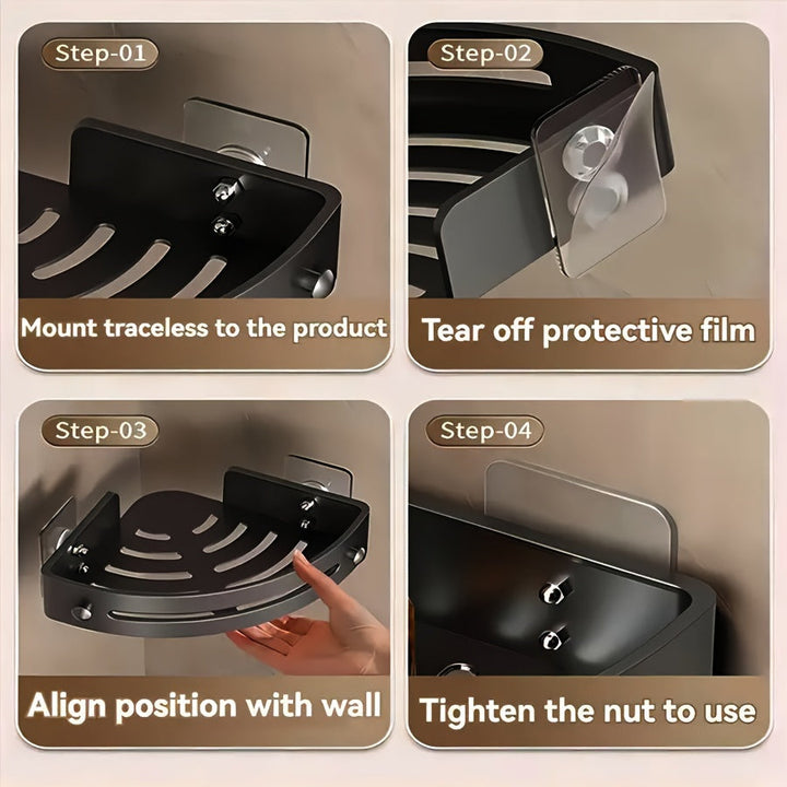 3pcs Caja de Ducha Triangular, Organizador de Baño Montado en la Pared sin Taladro, Estante de Almacenamiento de Plástico para Cosméticos y Suministros de Baño, Accesorios para el Hogar y la Cocina