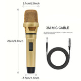 Micrófono negro y dorado Heikuding con cable XLR de 3 metros/9,8 pulgadas - Micrófono dinámico para cantar, karaoke, amplificadores y mezcladores, diseño clip-on, construcción metálica duradera, accesorio para cantar, estilo elegante, audio de alta calid