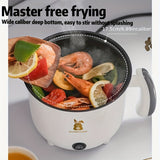 Olla de doble capa no adherente de American Standard, fabricante de fideos instantáneos, cocinero eléctrico, sartén multifuncional y olla exprés, vaporizador, olla exprés eléctrica para dormitorio, olla pequeña de fuego conveniente.