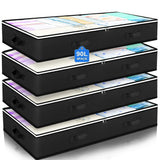 Contenedores de Almacenamiento Bajo Cama 90L, Organizadores de Juguetes y Bolsas para Papel de Regalo, Solución de Armario con Ventana Transparente y Asas Reforzadas para Mantas, Edredones, Ropa y Artículos de Cama, Almacenaje Sótano