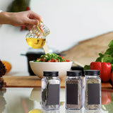 12/24 Paquete de Tarros de Plástico para Especias, 5.6 oz (Aproximadamente 160 g), Contenedores Cuadrados con Saleros y Pimenteros Reutilizables, Incluye Tapas Selladas, Etiquetas y Bolígrafos, Ideales para Especias, Hierbas, Polvos y Purpurina