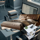 Escritorio de Computadora de Doble Capa con Altura Ajustable y Ruedas Bloqueables, Marco de Acero y Tablero de Madera Dura - Estantes Multinivel para Oficina en Casa, Estudio de Arte, Espacios Pequeños, Almacenamiento para Escritorio