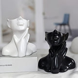 1pc | Moderno Abstracto | Jarrón Humanizado, Estatua de Resina con Diseño de Cuello Táctil, Contenedor de Mesa Decorativo para Plantas Frescas e Hidropónicas
