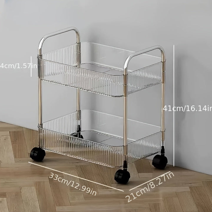 Carrito Organizador de Acrílico Rodante de 1 pieza con 2/3/4 Niveles para Baño y Sala de Estar - Almacenamiento Transparente, Marco Duradero de Acrílico/Metal, Diseño Elegante y Versátil para Cosméticos, Artículos de Tocador, Decoración del Hogar | Marco