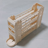 Soporte de huevos de plástico de 4 niveles con estilo moderno, ahorrador de espacio para refrigerador con diseño de rodado automático, adecuado para refrigerador, cocina, armario y mesa de comedor.